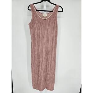 Vtg Victoria's Secret Women's Pink Sleeveless Crimp Maxi Dress Nightgown Size M